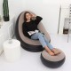 Fotoliu gonflabil bej tip sezlong cu suport picioare, pompa inclusa, pentru interior si exterior Fotoliu gonflabil bej tip sezlong cu suport picioare, pompa inclusa, pentru interior si exterior
