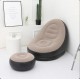 Fotoliu gonflabil bej tip sezlong cu suport picioare, pompa inclusa, pentru interior si exterior Fotoliu gonflabil bej tip sezlong cu suport picioare, pompa inclusa, pentru interior si exterior