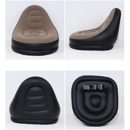 Fotoliu gonflabil bej tip sezlong cu suport picioare, pompa inclusa, pentru interior si exterior Fotoliu gonflabil bej tip sezlong cu suport picioare, pompa inclusa, pentru interior si exterior