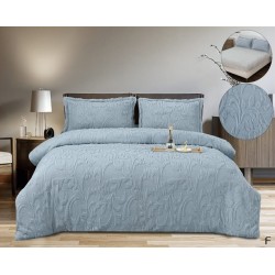                                           Lenjerie de Pat 4 Piese Cocolino Grofată cu Blăniță Premium, Cearceaf cu Elastic 180x200 cm