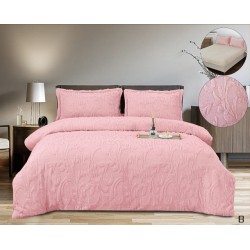                                           Lenjerie de Pat 4 Piese Cocolino Grofată cu Blăniță Premium, Cearceaf cu Elastic 180x200 cm