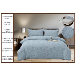                                           Lenjerie de Pat 4 Piese Cocolino Grofată cu Blăniță Premium, Cearceaf cu Elastic 180x200 cm