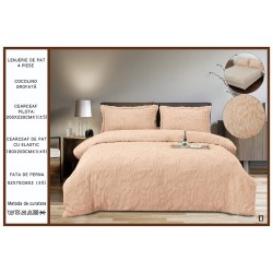                                           Lenjerie de Pat 4 Piese Cocolino Grofată cu Blăniță Premium, Cearceaf cu Elastic 180x200 cm