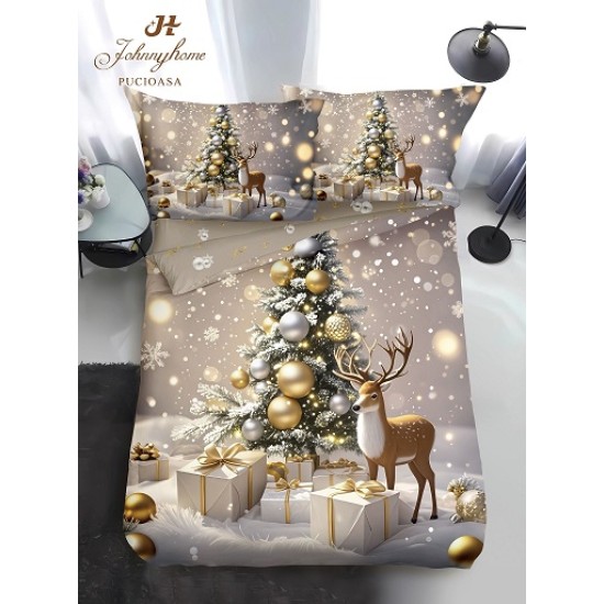                                                  Lenjerie de Pat 4 Piese Finet - Colecția Magică de Crăciun (Pat 1 Persoană)