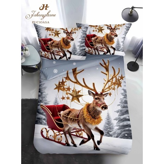                                                 Lenjerie de Pat 4 Piese Finet - Colecția Magică de Crăciun (Pat 1 Persoană)
