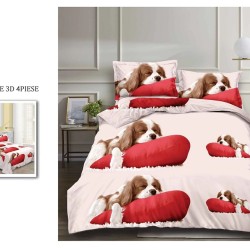                                                     Lenjerie De Pat Model 3D 4 Piese - 2 Persoane 