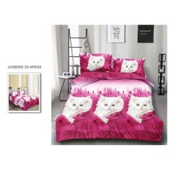                                                    Lenjerie De Pat Model 3D 4 Piese - 2 Persoane 