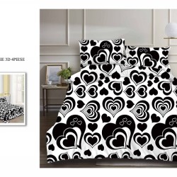                                                     Lenjerie De Pat Model 3D 4 Piese - 2 Persoane 