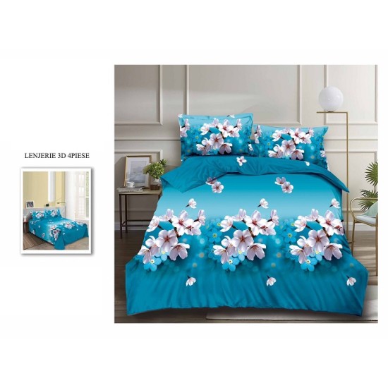                                                     Lenjerie De Pat Model 3D 4 Piese - 2 Persoane 