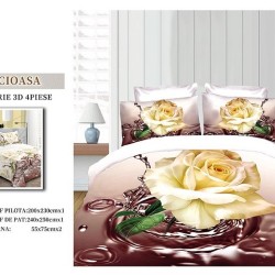                                                        Lenjerie De Pat Model 3D 4 Piese - 2 Persoane 
