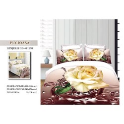                                                        Lenjerie De Pat Model 3D 4 Piese - 2 Persoane 