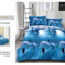              Lenjerie De Pat Model 3D 4 Piese - 2 Persoane 