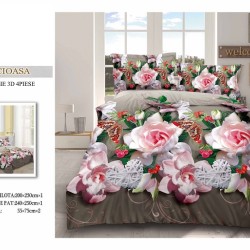          Lenjerie De Pat Model 3D 4 Piese - 2 Persoane 