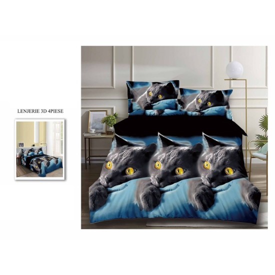                                                     Lenjerie De Pat Model 3D 4 Piese - 2 Persoane 