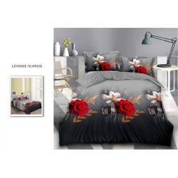                                               Lenjerie De Pat Model 3D 4 Piese - 2 Persoane 