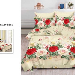                                               Lenjerie De Pat Model 3D 4 Piese - 2 Persoane 