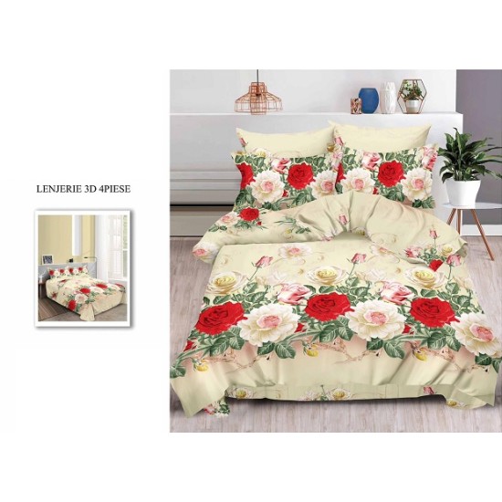 Lenjerie De Pat Model 3D 4 Piese - 2 Persoane Lenjerie De Pat Model 3D 4 Piese - 2 Persoane