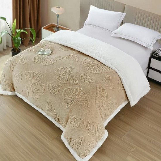 Pătură Cocolino 3D cu Blăniță si Fluturi 200x230 CM Pătură Cocolino 3D cu Blăniță si Fluturi 200x230 CM
