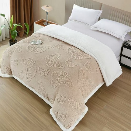 Pătură Cocolino 3D cu Blăniță si Fluturi 200x230 CM Pătură Cocolino 3D cu Blăniță si Fluturi 200x230 CM