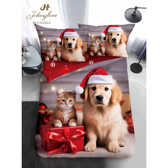                                                Lenjerie de Pat 4 Piese Finet - Colecția Magică de Crăciun (Pat 1 Persoană)