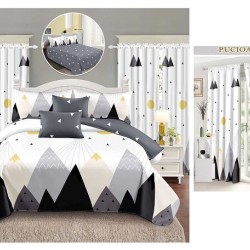                                                    Lenjerie de pat 2 persoane 6 piese cu Draperii 2 piese