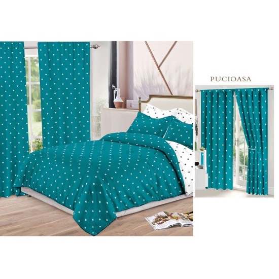                                                    Lenjerie de pat 2 persoane 6 piese cu Draperii 2 piese