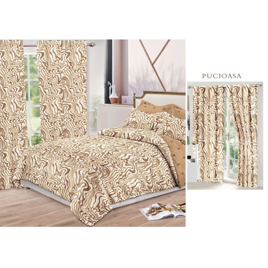                                                    Lenjerie de pat 2 persoane 6 piese cu Draperii 2 piese