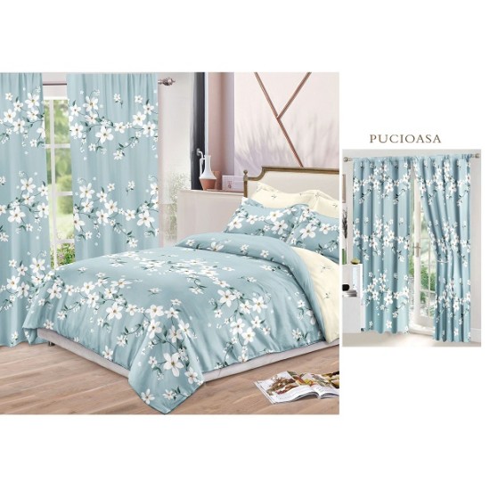                                                    Lenjerie de pat 2 persoane 6 piese cu Draperii 2 piese