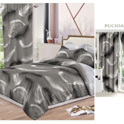                                                    Lenjerie de pat 2 persoane 6 piese cu Draperii 2 piese
