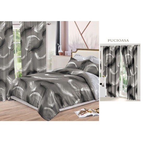                                                    Lenjerie de pat 2 persoane 6 piese cu Draperii 2 piese