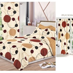                                                    Lenjerie de pat 2 persoane 6 piese cu Draperii 2 piese