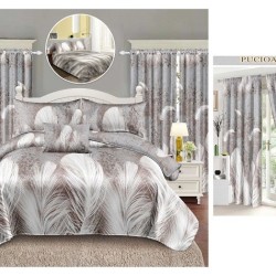                                                    Lenjerie de pat 2 persoane 6 piese cu Draperii 2 piese