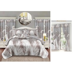                                                    Lenjerie de pat 2 persoane 6 piese cu Draperii 2 piese