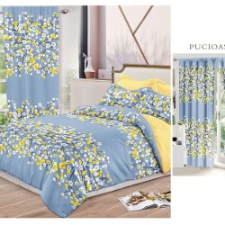                                                    Lenjerie de pat 2 persoane 6 piese cu Draperii 2 piese