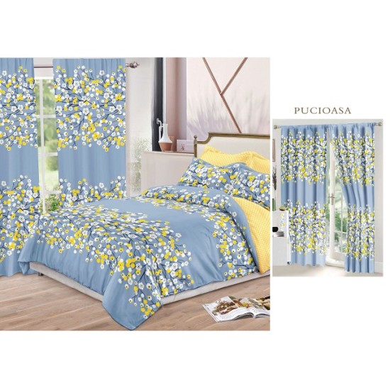                                                    Lenjerie de pat 2 persoane 6 piese cu Draperii 2 piese