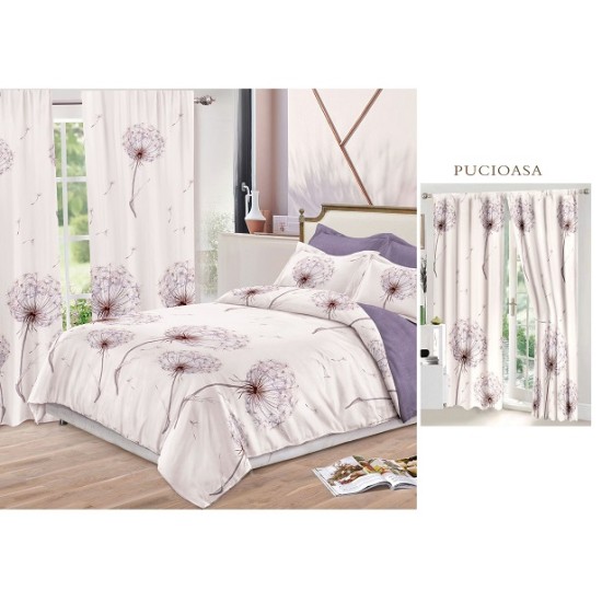                                                    Lenjerie de pat 2 persoane 6 piese cu Draperii 2 piese