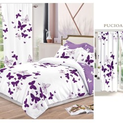                                                    Lenjerie de pat 2 persoane 6 piese cu Draperii 2 piese