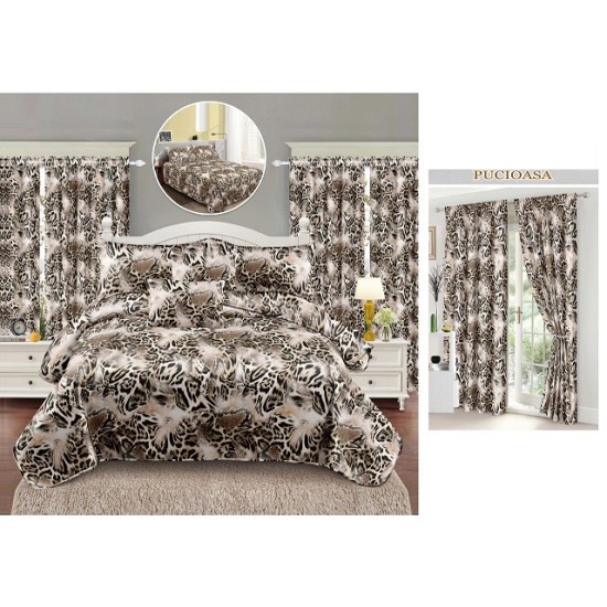                                                    Lenjerie de pat 2 persoane 6 piese cu Draperii 2 piese