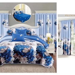                                                    Lenjerie de pat 2 persoane 6 piese cu Draperii 2 piese