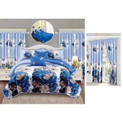                                                    Lenjerie de pat 2 persoane 6 piese cu Draperii 2 piese