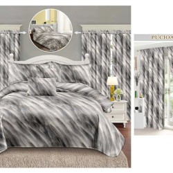                                                    Lenjerie de pat 2 persoane 6 piese cu Draperii 2 piese