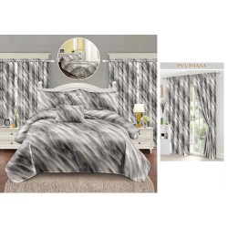                                                    Lenjerie de pat 2 persoane 6 piese cu Draperii 2 piese
