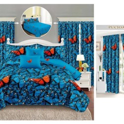                                                    Lenjerie de pat 2 persoane 6 piese cu Draperii 2 piese