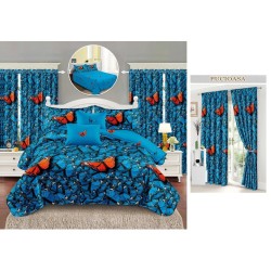                                                    Lenjerie de pat 2 persoane 6 piese cu Draperii 2 piese