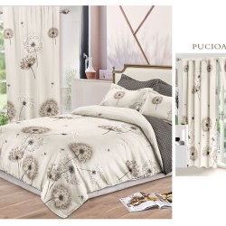                                                    Lenjerie de pat 2 persoane 6 piese cu Draperii 2 piese