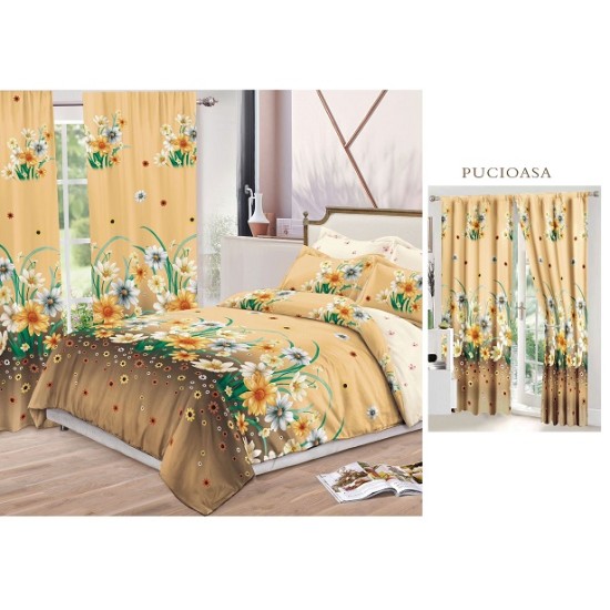                                                    Lenjerie de pat 2 persoane 6 piese cu Draperii 2 piese