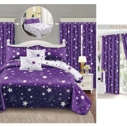                                                    Lenjerie de pat 2 persoane 6 piese cu Draperii 2 piese