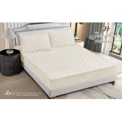 Husa de pat 3 Piese Matlasata Topper Cearceaf cu Elastic