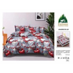                                                         Lenjerie de Pat 4 Piese pentru 2 Persoane, Cearceaf cu Elastic, Imprimeu Elegant Modern