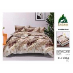                                                         Lenjerie de Pat 4 Piese pentru 2 Persoane, Cearceaf cu Elastic, Imprimeu Elegant Modern
